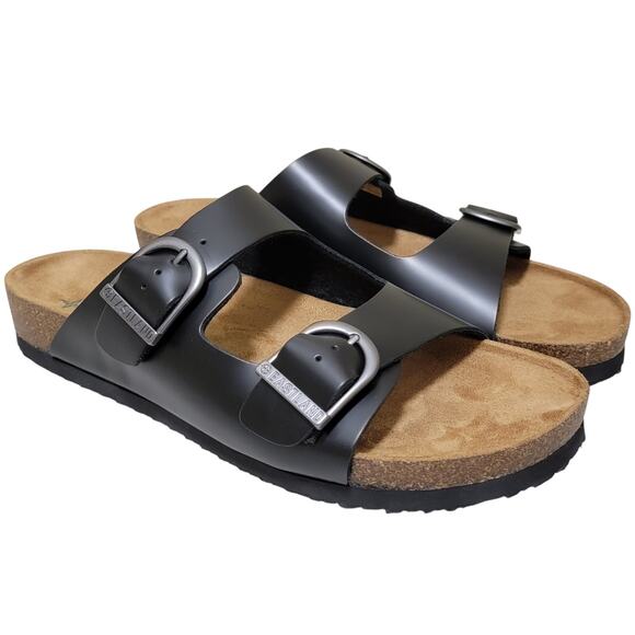 Eastland Men Cambridge Slip On Footbed Sandals Size US 9M Black Leather main image 5